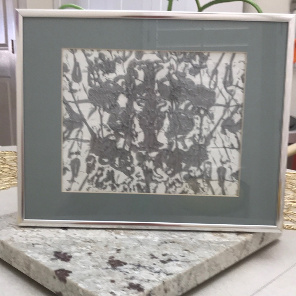 Framed Abstract Wall Art - Gray and White